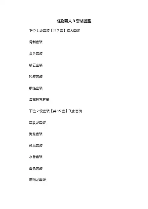 怪物猎人3套装图鉴