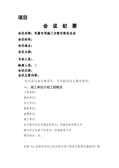 专家论证会议纪要