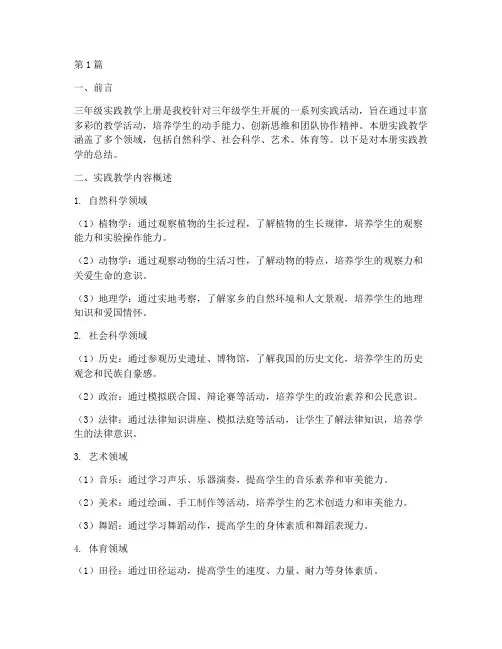 三年级实践教学上册总结(3篇)