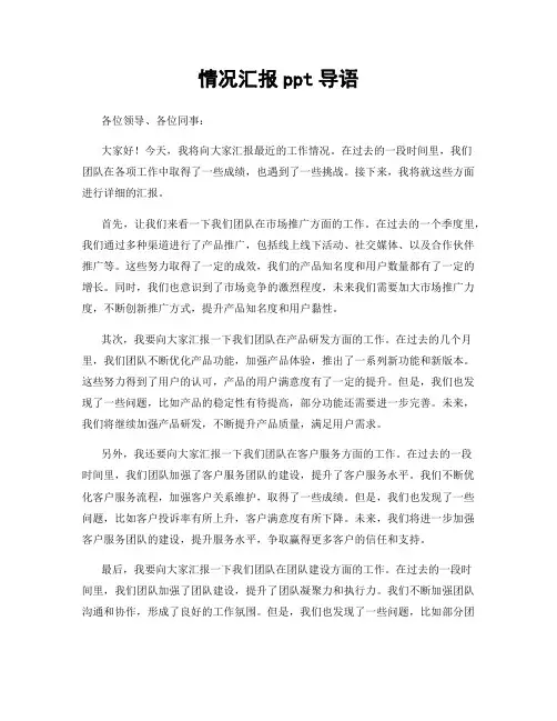 情况汇报ppt导语