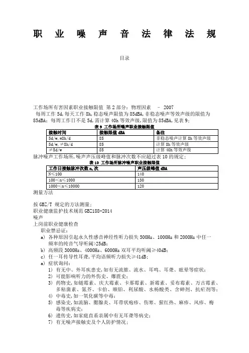 职业噪声音法律法规