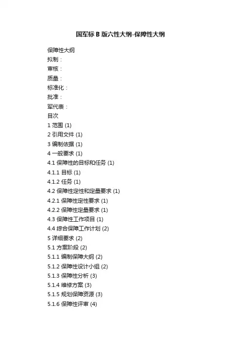 国军标B版六性大纲-保障性大纲