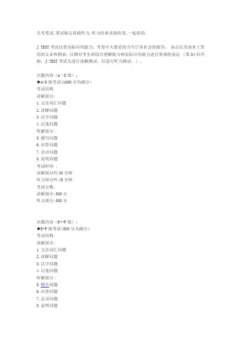 J-Test实用日语考试流程
