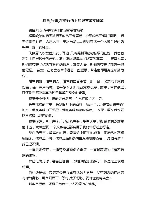 独自,行走,在单行道上的寂寞美文随笔