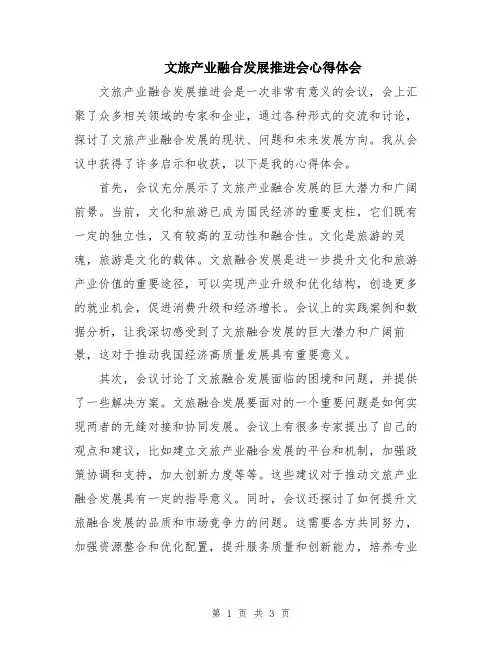 文旅产业融合发展推进会心得体会