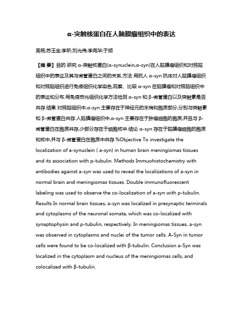 α-突触核蛋白在人脑膜瘤组织中的表达