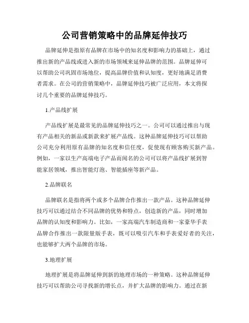 公司营销策略中的品牌延伸技巧