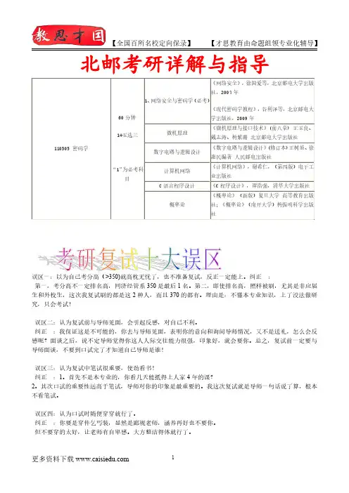 2016年北京邮电大学密码学考研、复试真题,考研笔记,复试流程,考研大纲,考研经验