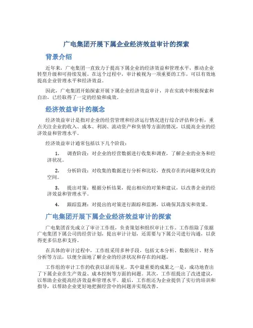 广电集团开展下属企业经济效益审计的探索