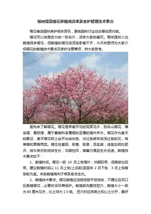 如何提高樱花移植成活率及养护管理技术要点