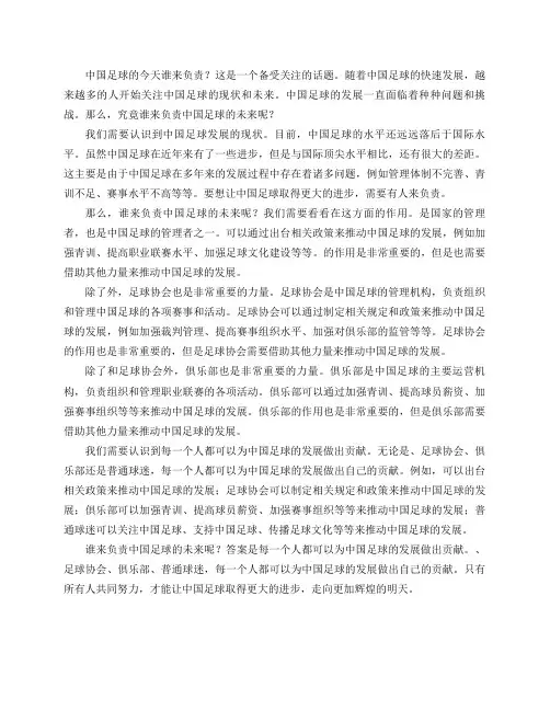 中国足球的今天谁来负责？