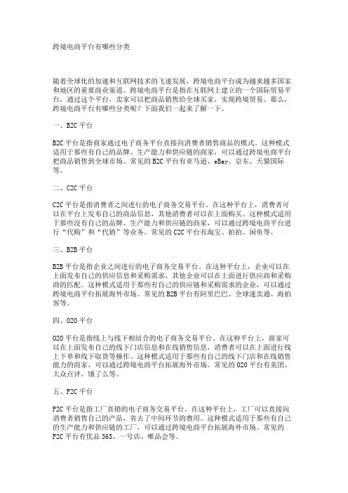跨境电商平台有哪些分类