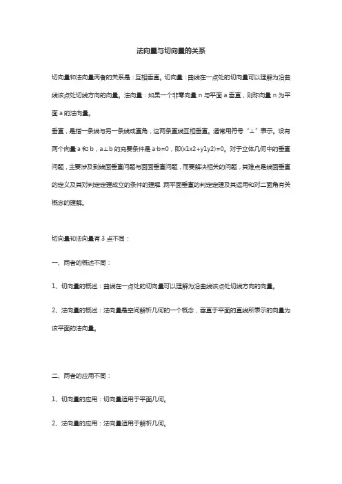 法向量与切向量的关系