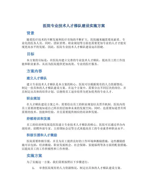 医院专业技术人才梯队建设实施方案
