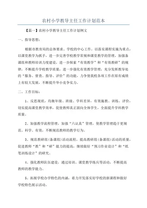农村小学教导主任工作计划范本