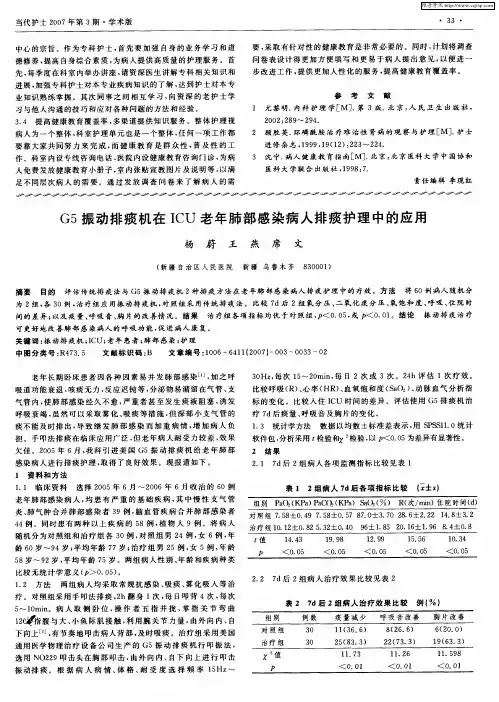 G5振动排痰机在ICU老年肺部感染病人排痰护理中的应用