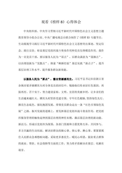 观看《榜样8》心得体会