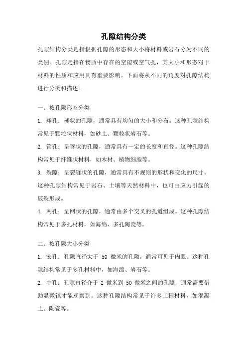 孔隙结构分类