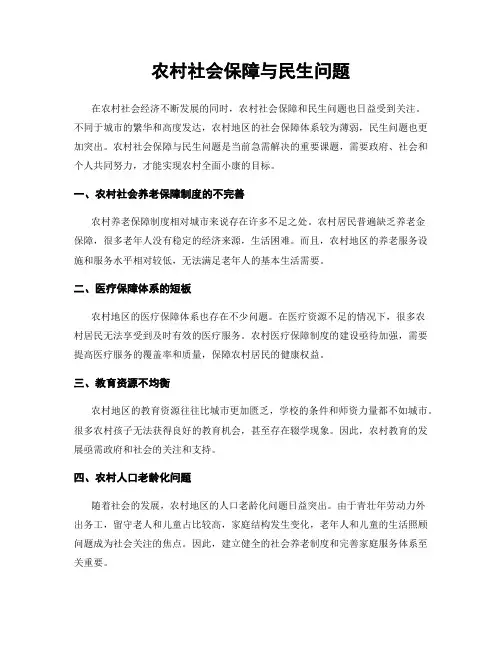 农村社会保障与民生问题