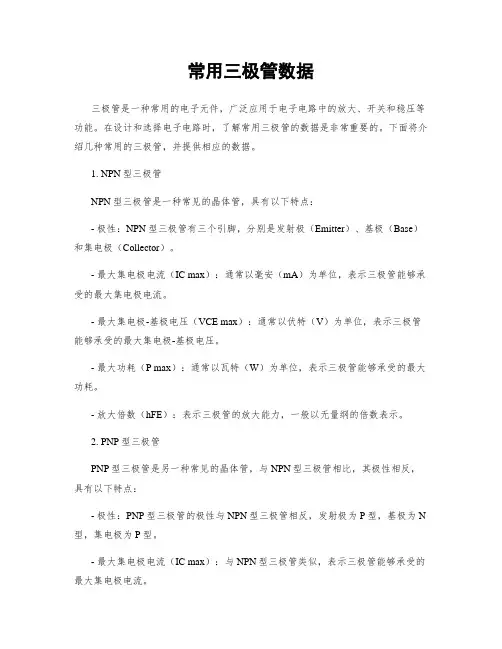 常用三极管数据