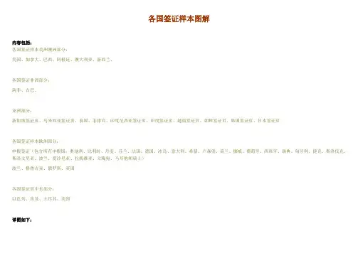 各国签证样本详细图解
