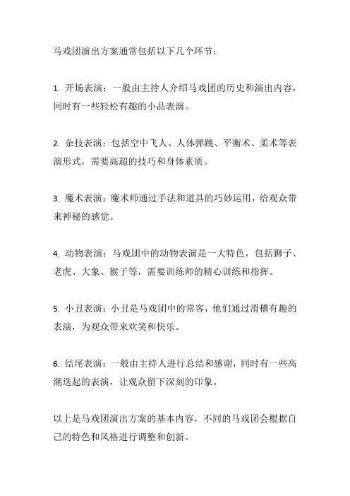 马戏团演出方案