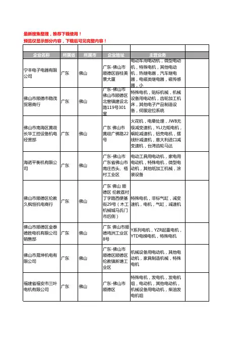 新版广东省佛山特殊电机工商企业公司商家名录名单联系方式大全25家