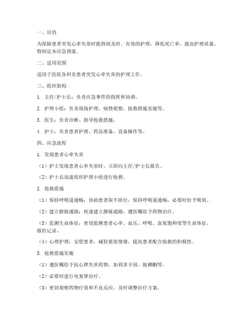 患者突发心率失常的护理应急预案