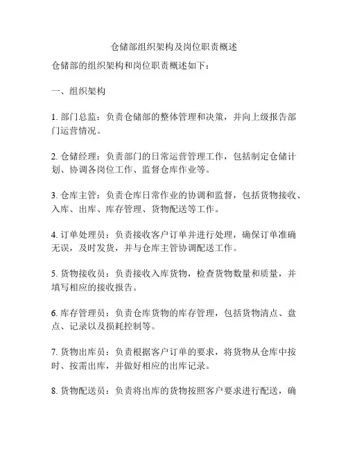 仓储部组织架构及岗位职责概述