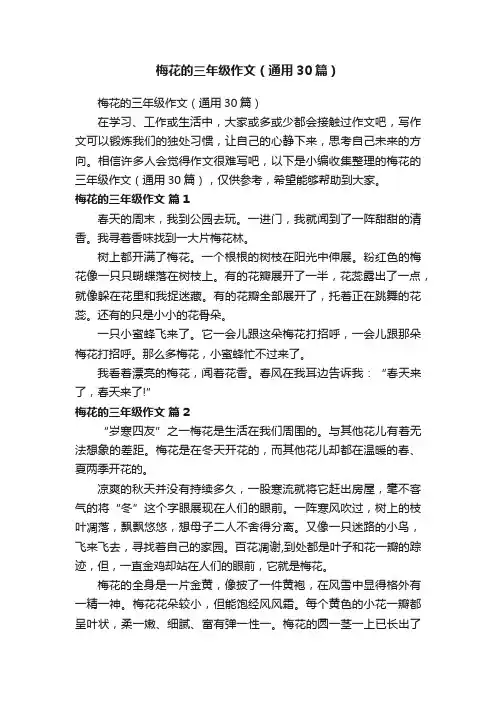 梅花的三年级作文（通用30篇）