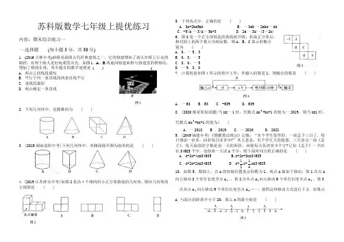 苏科版数学七年级上提优练习与答案(期末综合练习一)