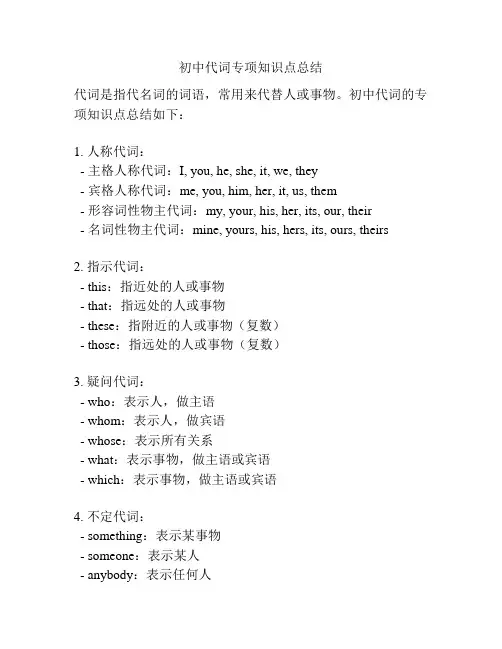初中代词专项知识点总结