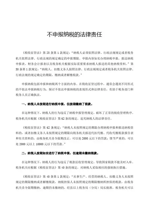 不申报纳税的法律责任