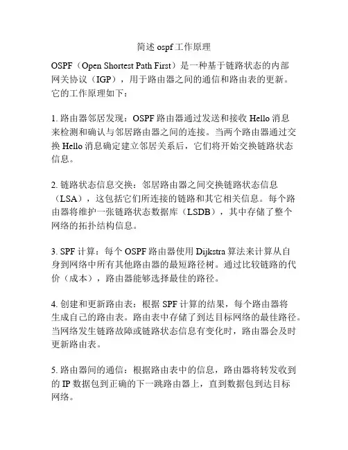 简述ospf工作原理