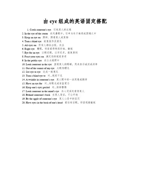 由eye组成的英语固定搭配