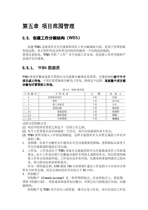 第五章 5-5 创建工作分解结构