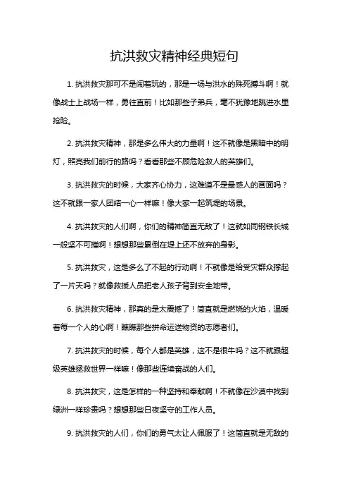 抗洪救灾精神经典短句