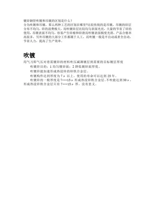 镀锌钢管吹镀和吊镀