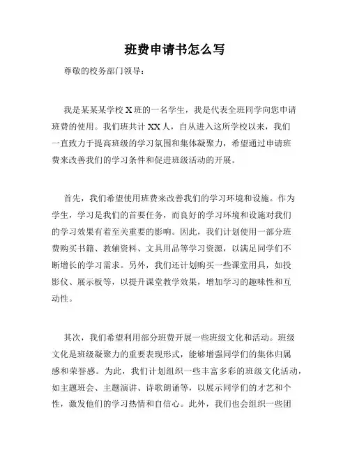班费申请书怎么写