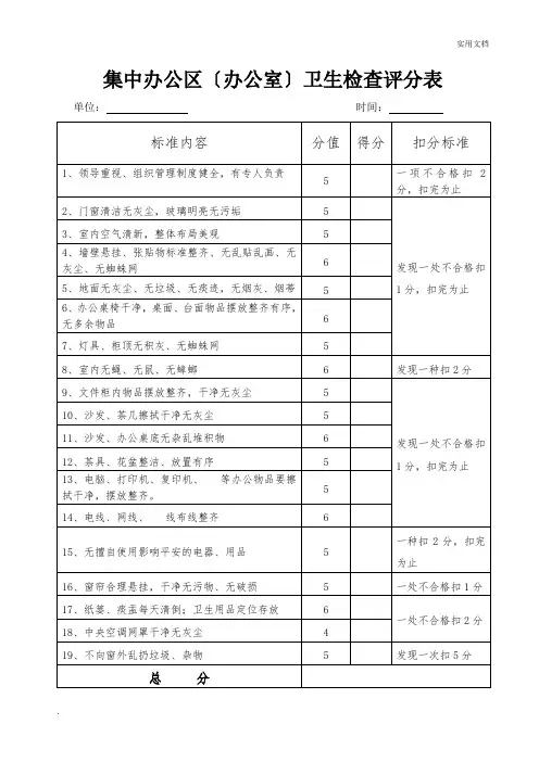 卫生检查评分表