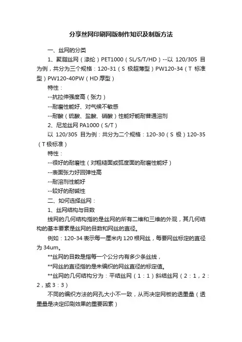 分享丝网印刷网版制作知识及制版方法