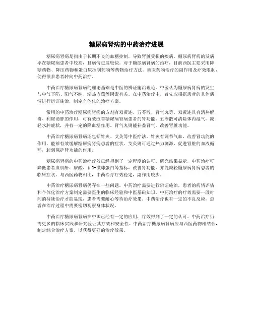 糖尿病肾病的中药治疗进展