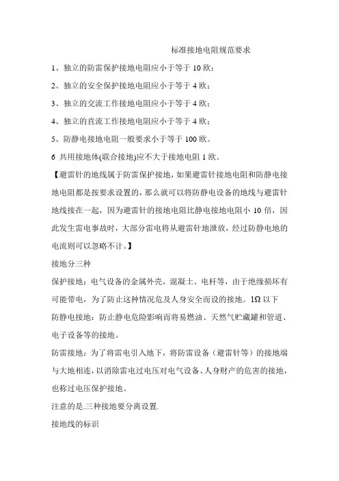 标准接地电阻规范要求