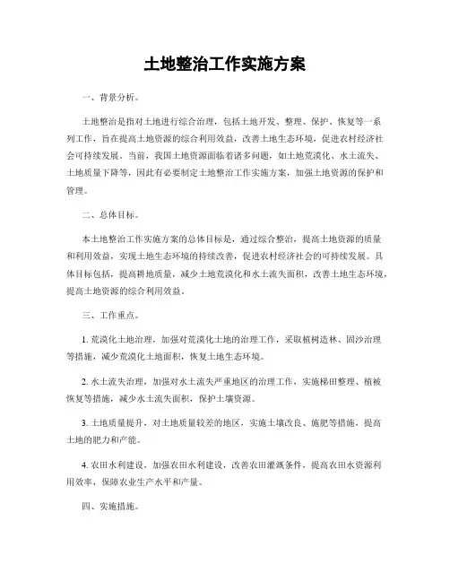 土地整治工作实施方案