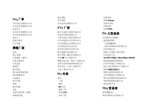 聚酯会议初期拟邀大客户名单