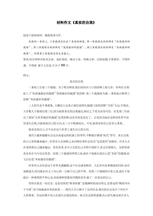 材料作文《真实的自我》