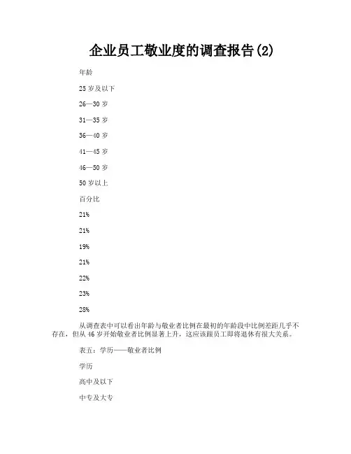 企业员工敬业度的调查报告2