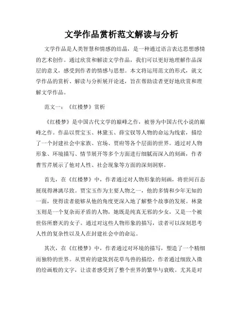 文学作品赏析范文解读与分析