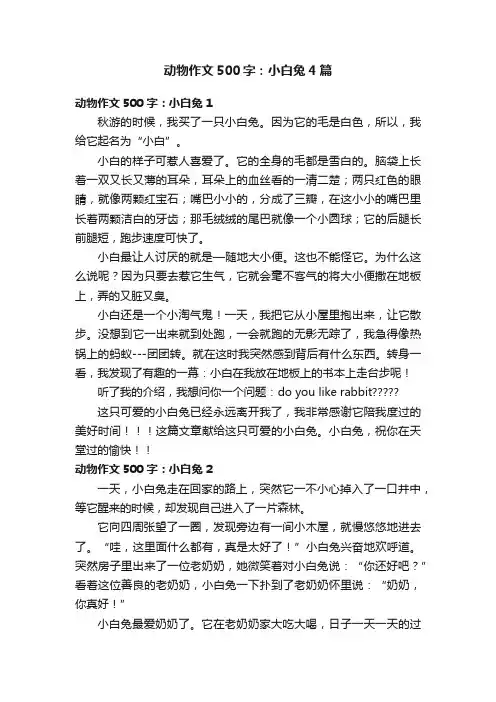 动物作文500字：小白兔4篇