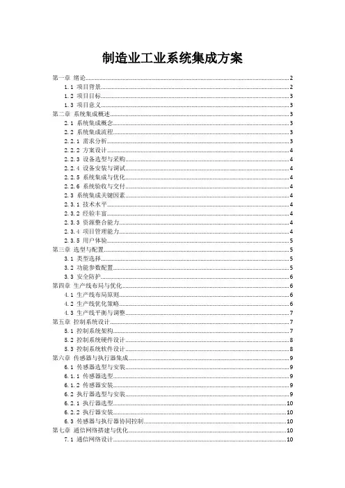 制造业工业系统集成方案